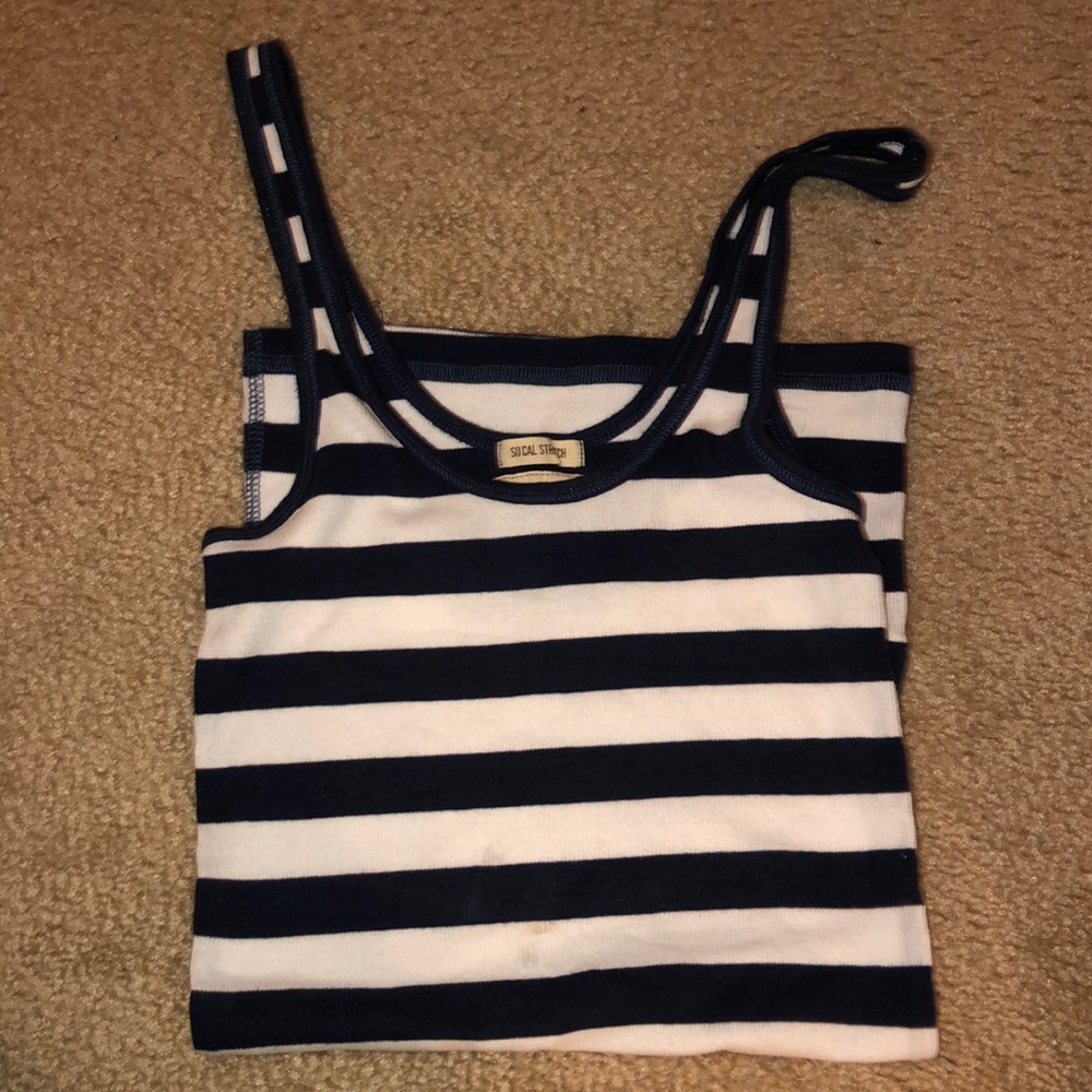 hollister social stretch blue and white tank